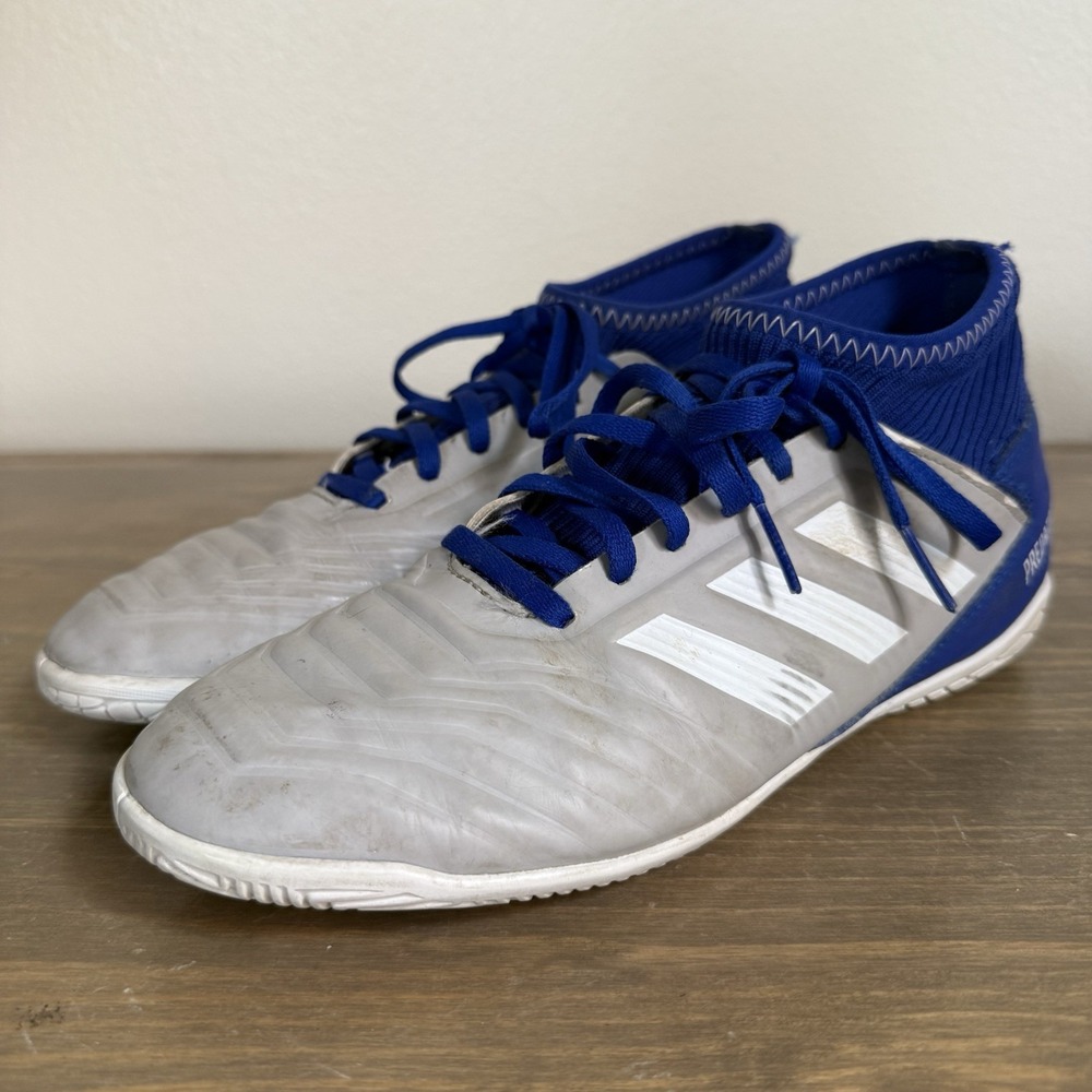 Adidas‎ Men's 5.5 Grey Blue Predator 19.3 Indoor Soccer Lace Up Tennis Shoes